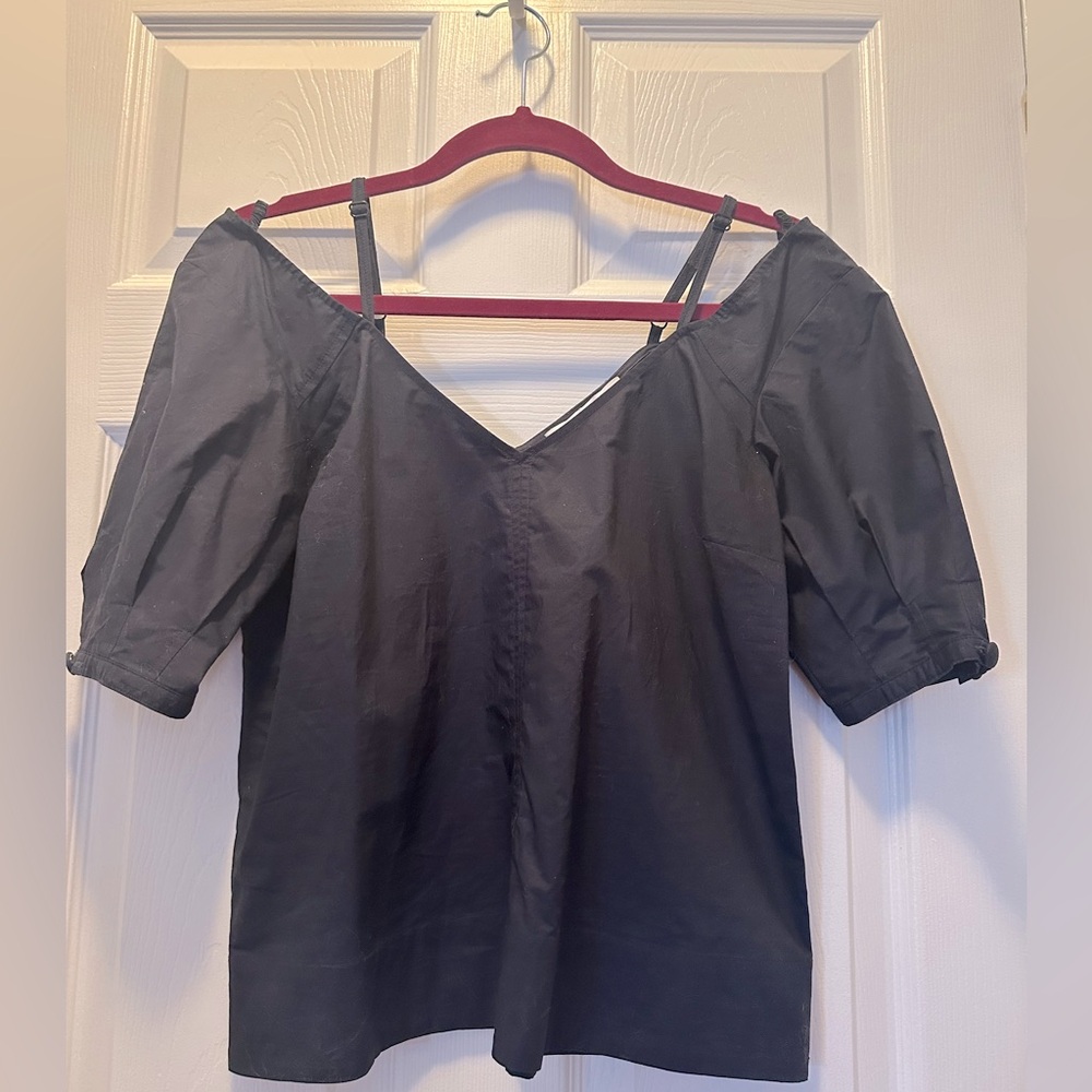 Derek Lam/ 10 Crosby Navy Blue Puff-Sleeve Top, Size 4